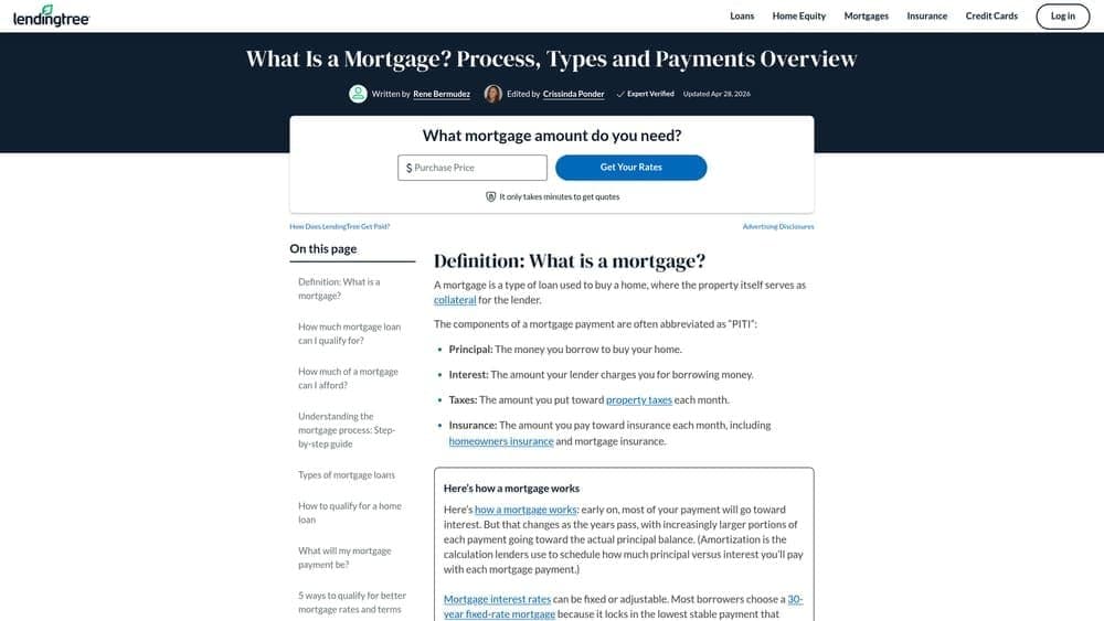 Screenshot of LendingTree website